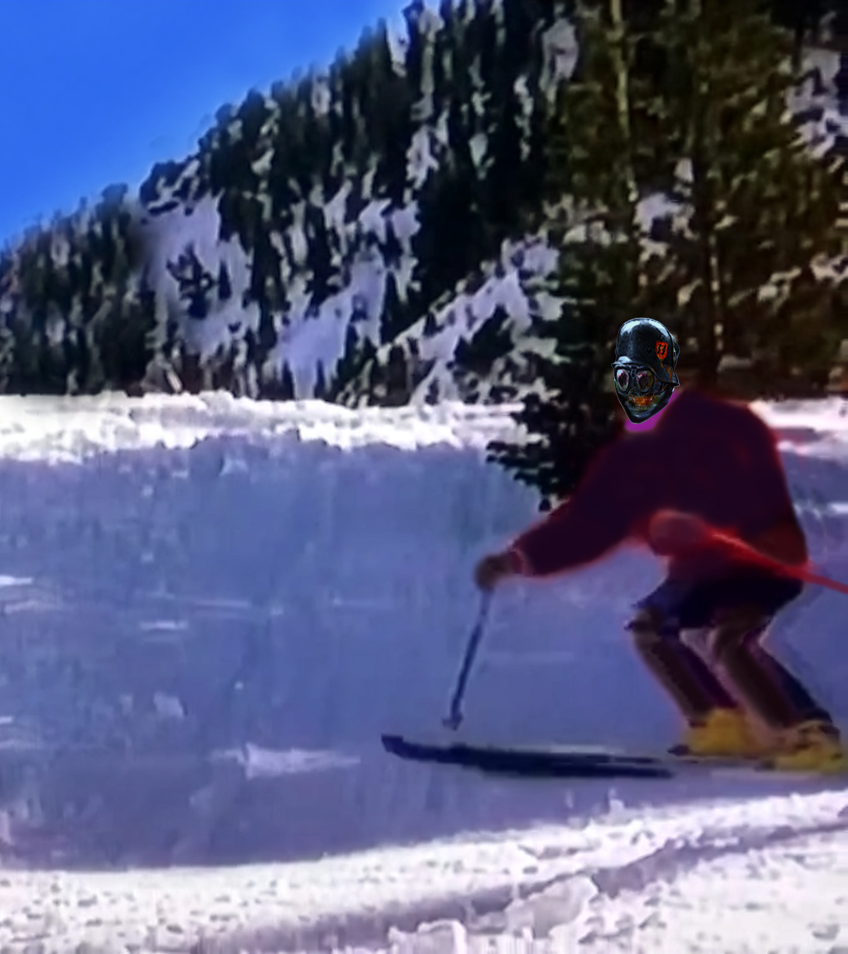 alt="Carving a speed blur on the Karrinne Innsbruck Powder Puff"