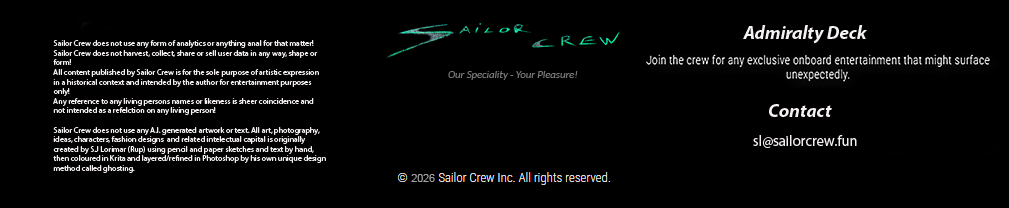 Sailor Crew Copyright page + V.I.P. members login - Contact and liability waiver notice