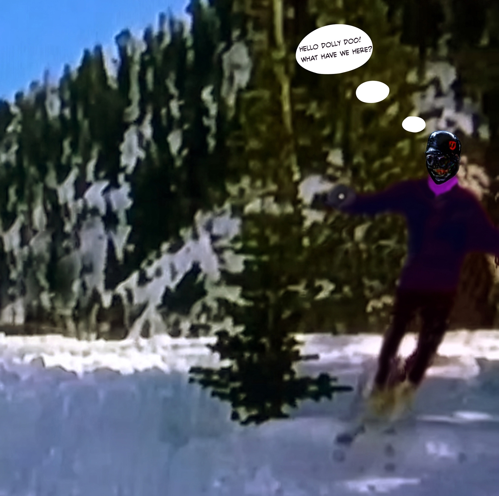 The karrinne Hafelekar ski sequence carving through the pine trees nazi ski helmut hello dolly