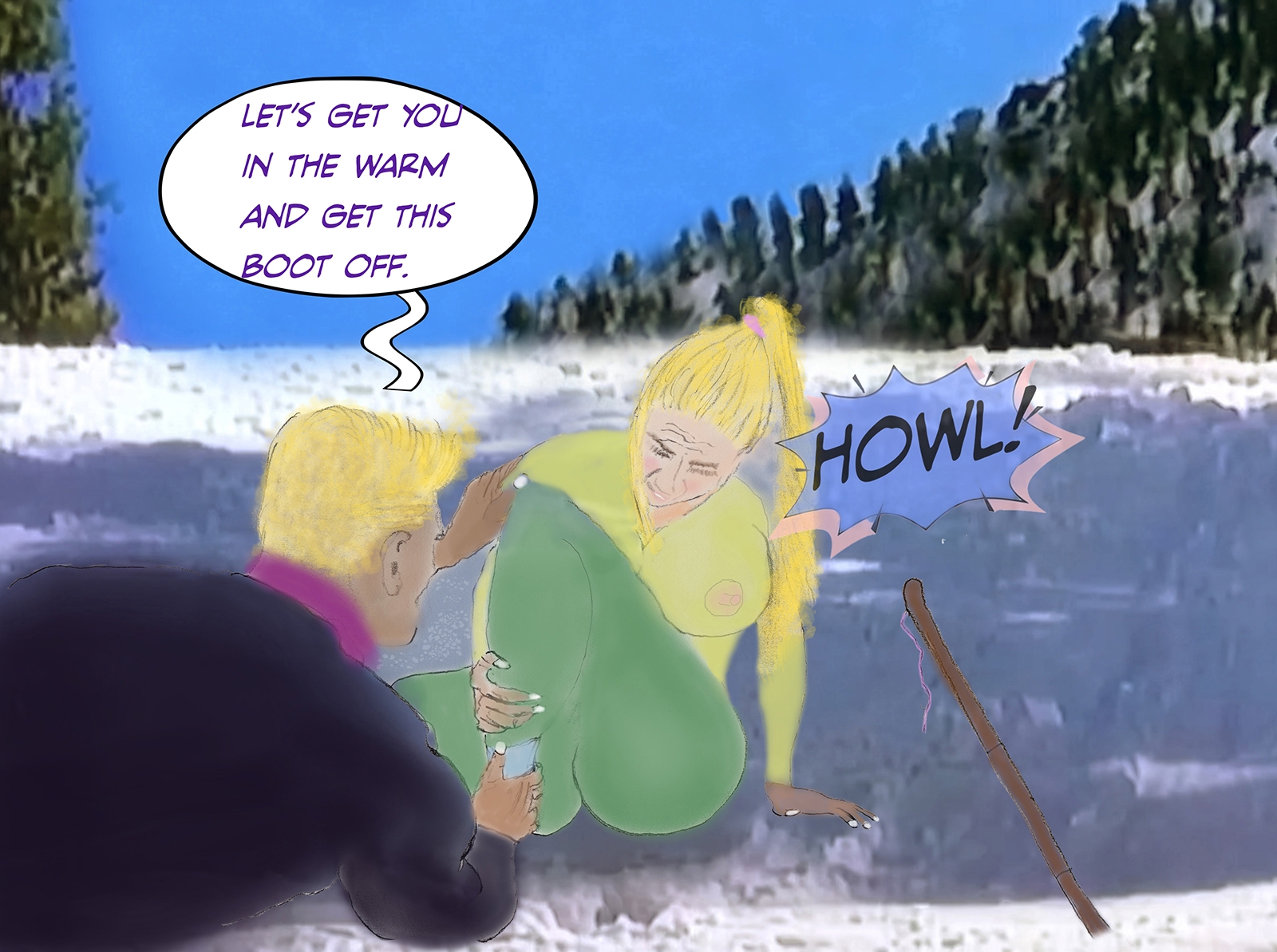 Stallone attends to ski bunny sprained ankle as she howls in pain seegrubbe moguls innsbruck austria tyroloean goddess